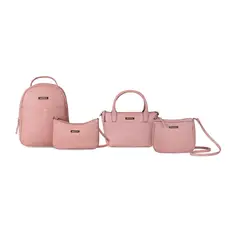 NAUTICA - Pack de 4 Mochila + bandolera + Cartera + Bolso tipo cartera rosado