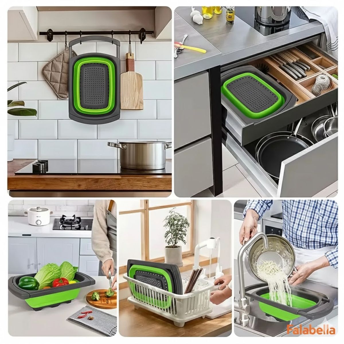GENERICO - Colador Extensible Plegable Verde