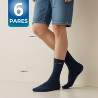 Pack 6 Calcetínes Escolares Corto Algodón Azul Niño y Niña