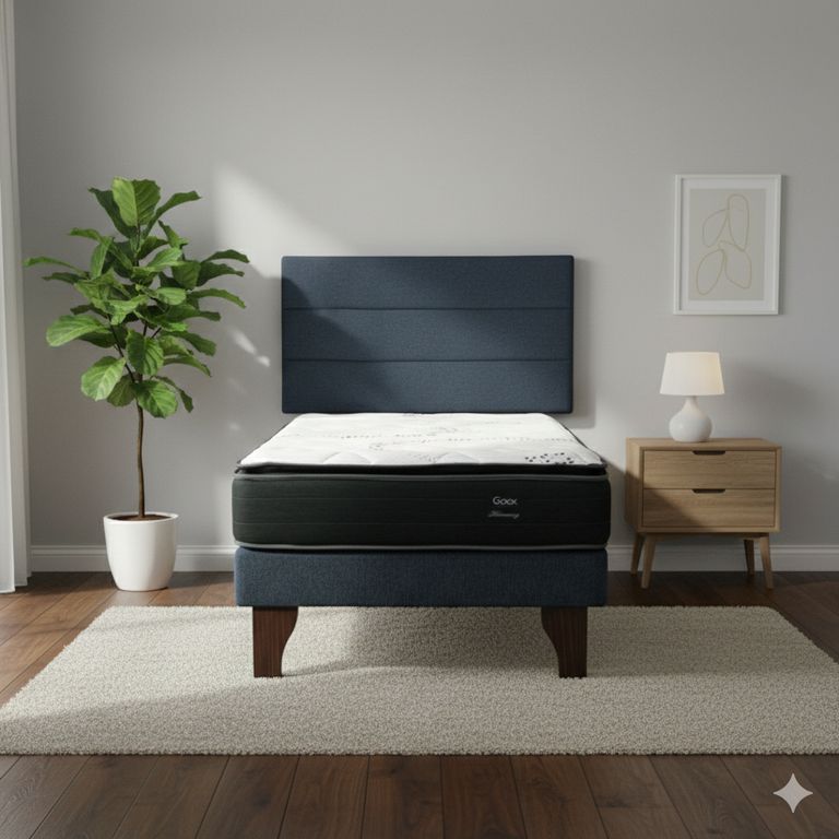 Cama Europea 1 Plaza 200 Plus Respaldo Atacama