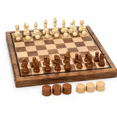 GENERICO - Juego Ajedrez y Damas 2 en 1 Madera 39cm Piezas Magneticas