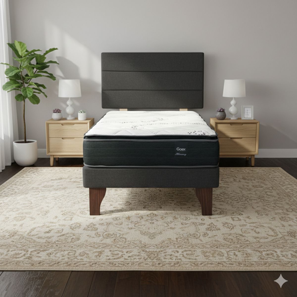 GAEX - Cama Europea 1 Plaza 200 Plus Respaldo Atacama