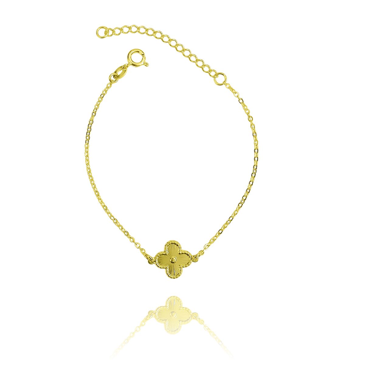 COGGIOLA - Pulsera Trébol Satinado Punto Eslabón Espejo Enchapado Oro 18K