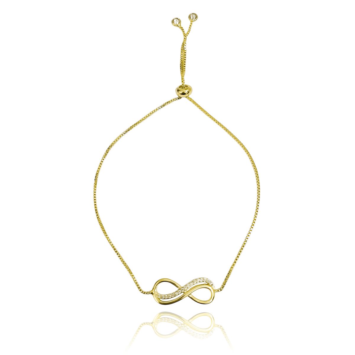 COGGIOLA - Pulsera Infinito Circón Blanco Enchapado Oro 18K Ajustable