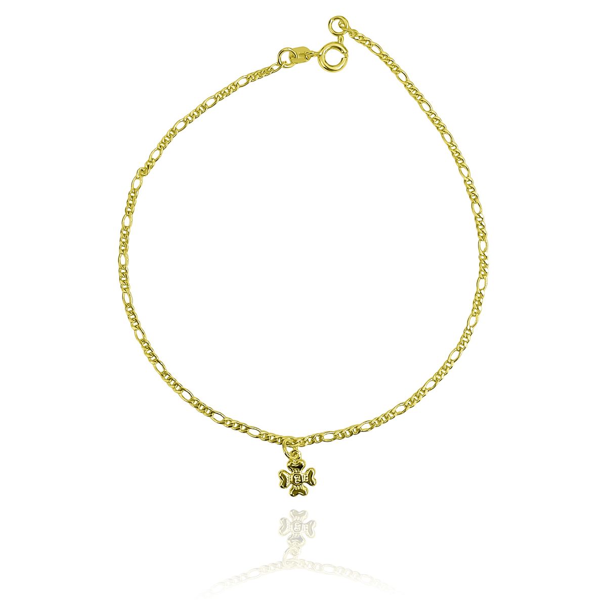 COGGIOLA - Tobillera Trébol Eslabón Enchapado Oro 18K