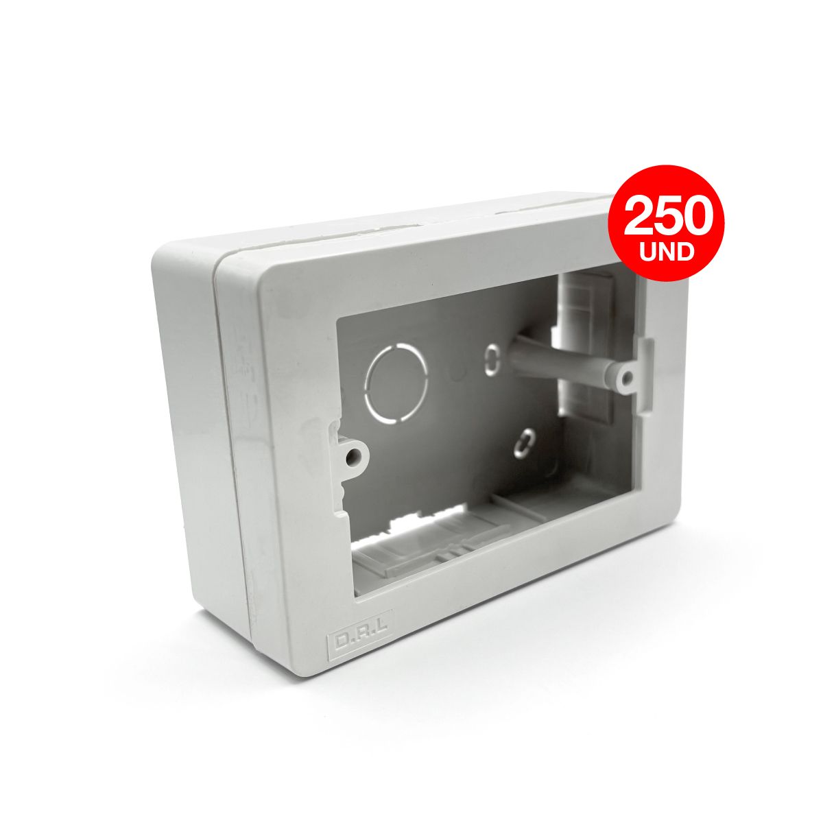 DRL LIGHTING - Pack 250 Caja Chuqui Sobrepuesta Pvc Ctornillos Certificada Blanco