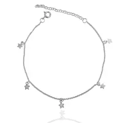 COGGIOLA - Tobillera Estrellas Mini Eslabón Plata Fina 925