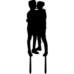 GENERICO - Topper Torta Matrimonio LGBTQ+ Abrazo Íntimo MDF Negro 15x15 cm