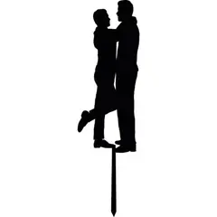 GENERICO - Topper Torta Matrimonio LGBTQ+ Pareja Abrazada MDF Negro 15x15 cm