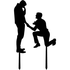 GENERICO - Topper Torta Matrimonio LGBTQ+ Propuesta Anillo MDF Negro 15x15 cm