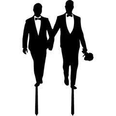 GENERICO - Topper Torta Matrimonio LGBTQ+ Novios Caminando Traje MDF 15x15 cm