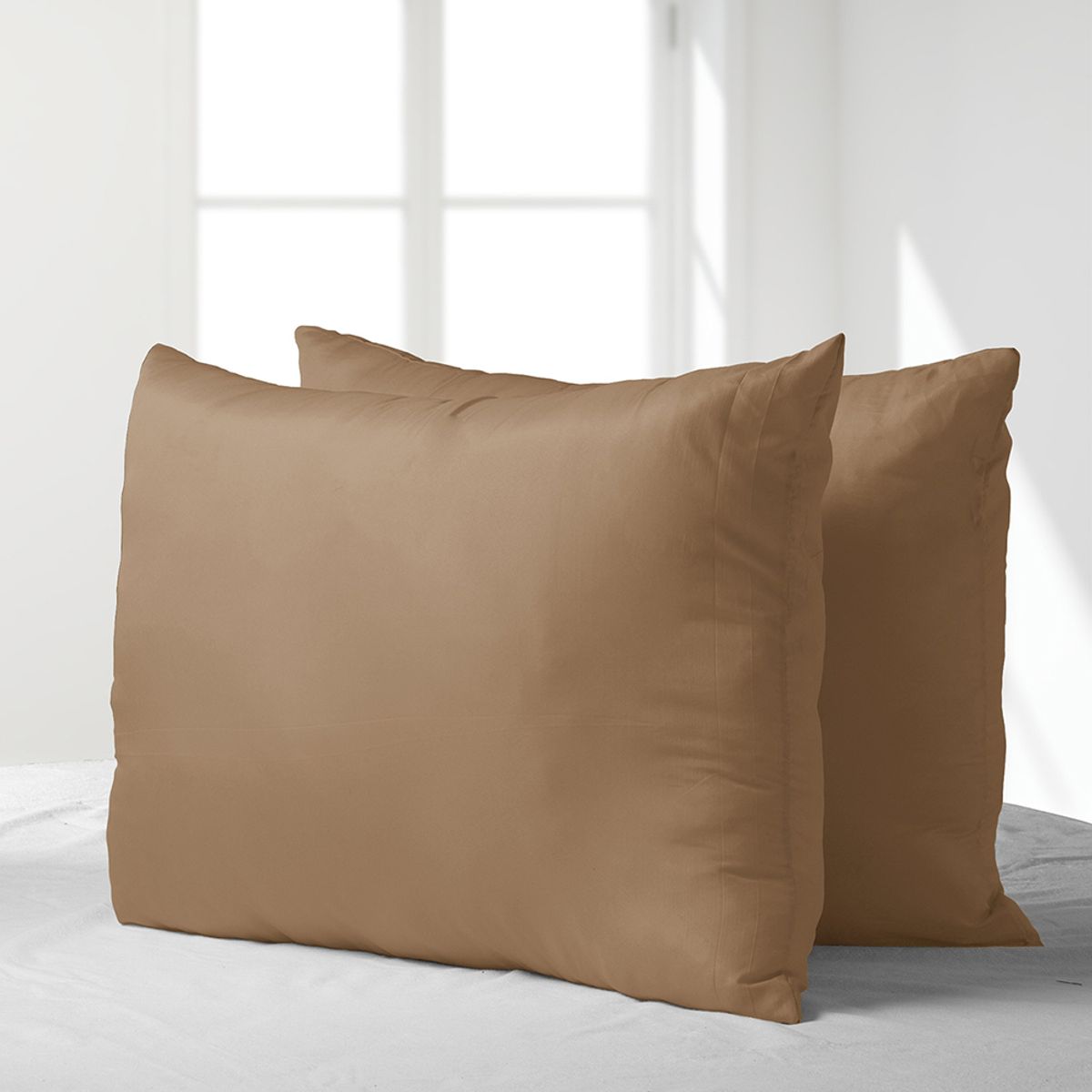 MASEL - Set 2 almohadas 50x70 premium eco colores-  Marron