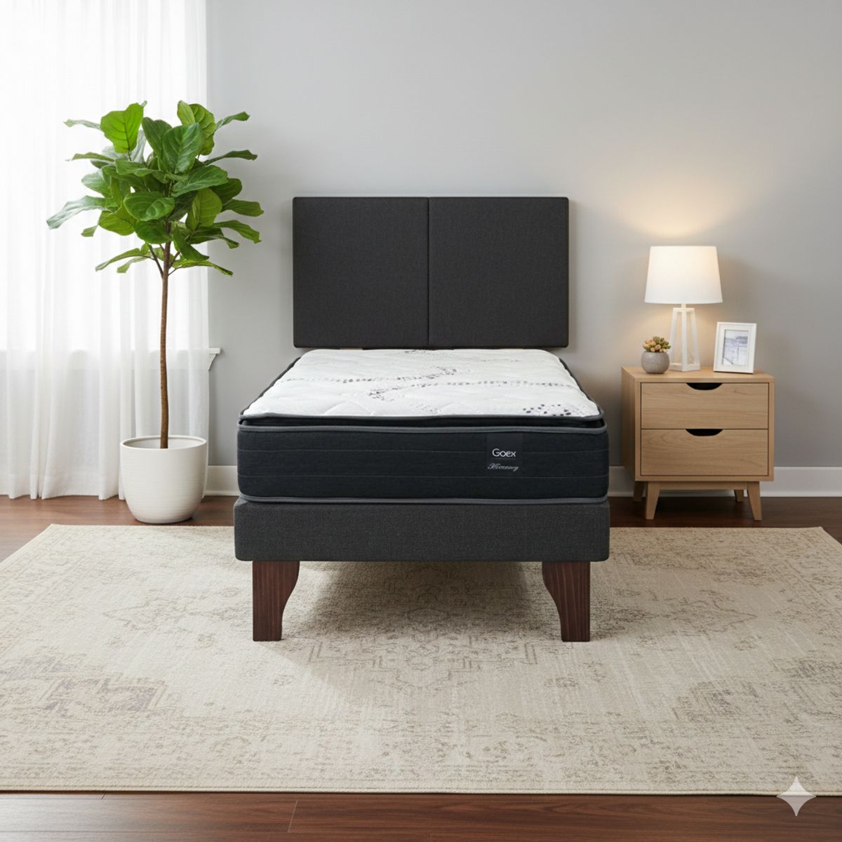 GAEX - Cama Europea 1 Plaza 190 Plus Respaldo Everest