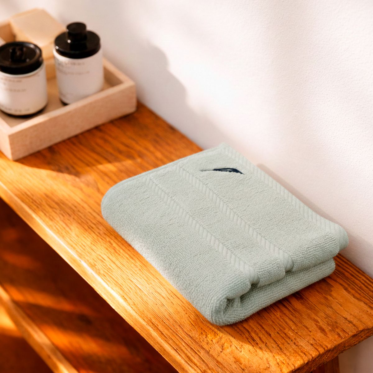 NAUTICA - Toalla de mano Nautica SIGNATURE Premium 100% algodón gris claro