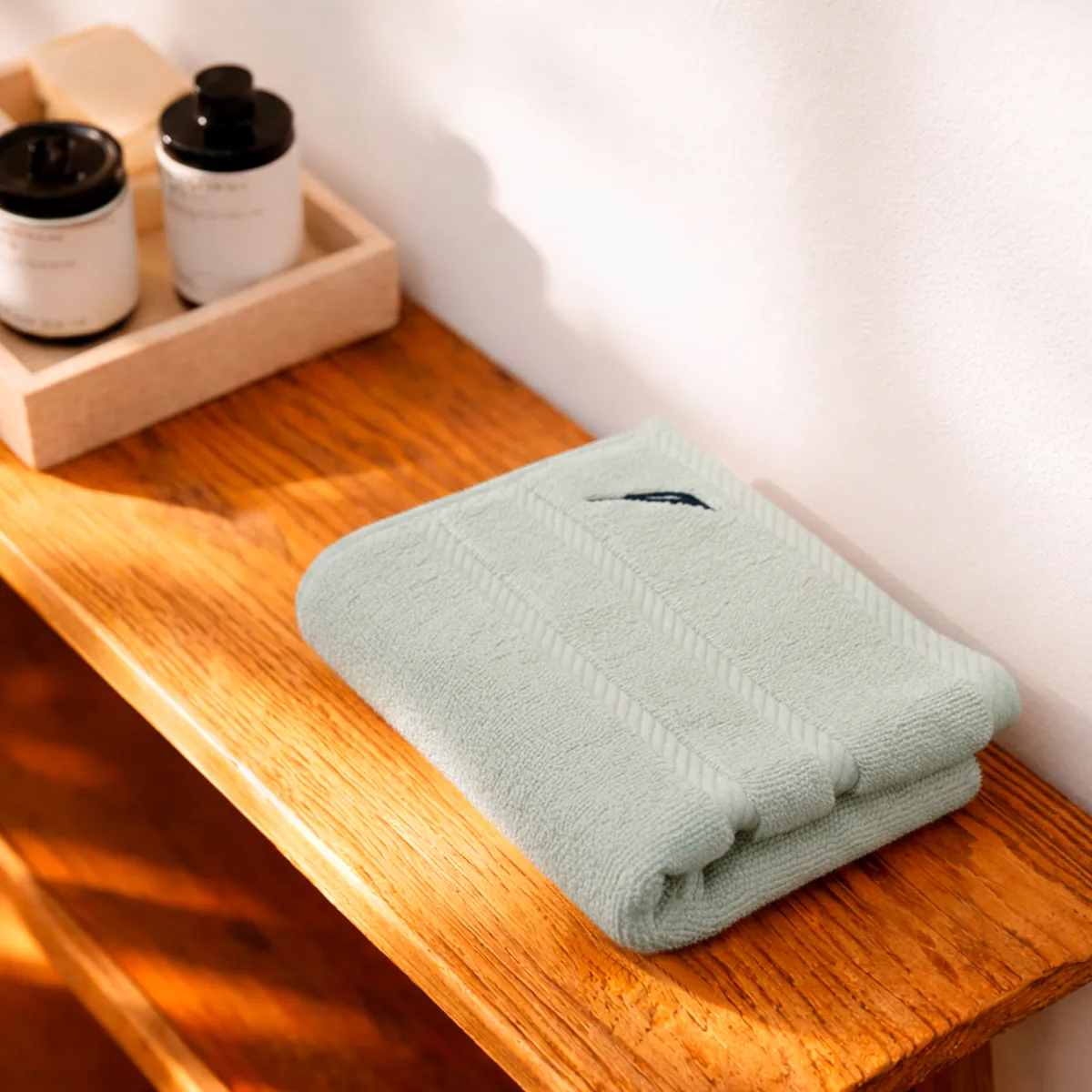 NAUTICA - Toalla de mano Nautica SIGNATURE Premium 100% algodón gris claro