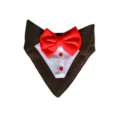 GENERICO - Bandana Para Mascotas Noble Moka Camisa Blanca Lazo Rojo Talla M