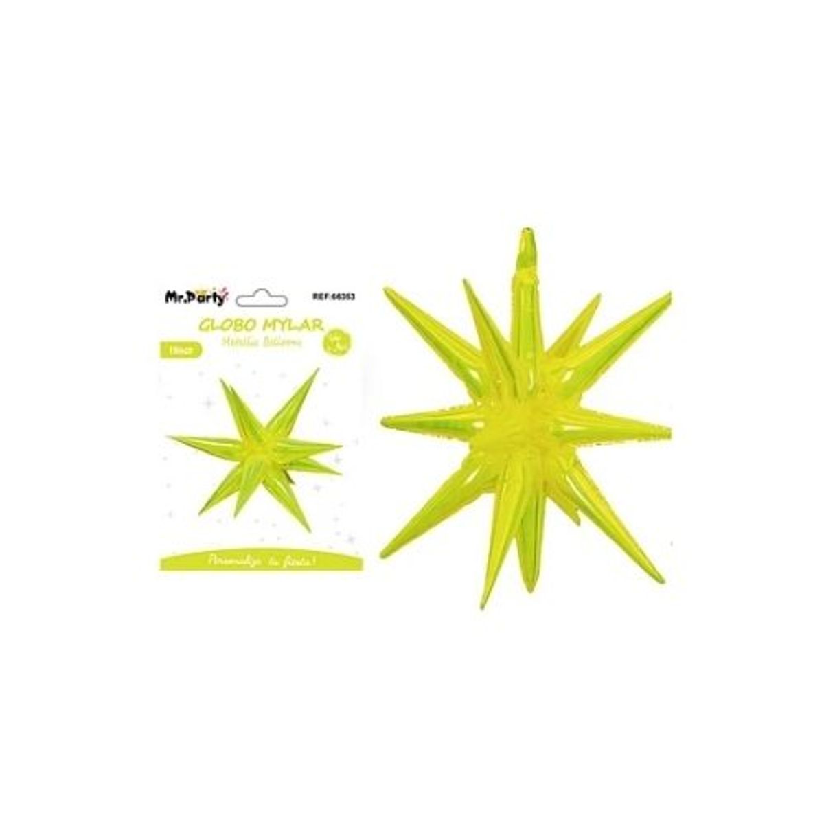GENERICO - Globo metalizado estrella explosiva amarillo fluorescente 48cm