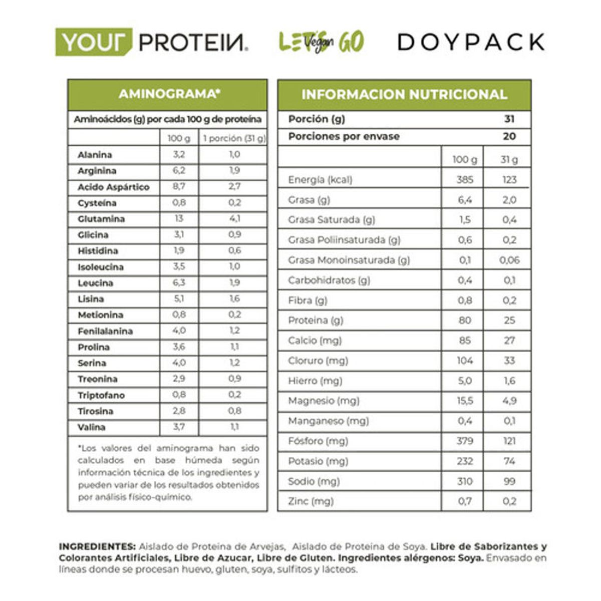YOUR PROTEIN - Your Protein VEGAN - Refill - Sin Sabor - YPTN