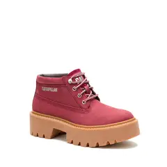 CAT - Botín Cuero Mujer Colorado Max Chukka Rojo