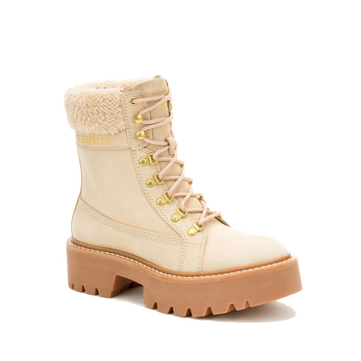 CAT - Botín Cuero Mujer Colorado Max Hiker Beige CAT