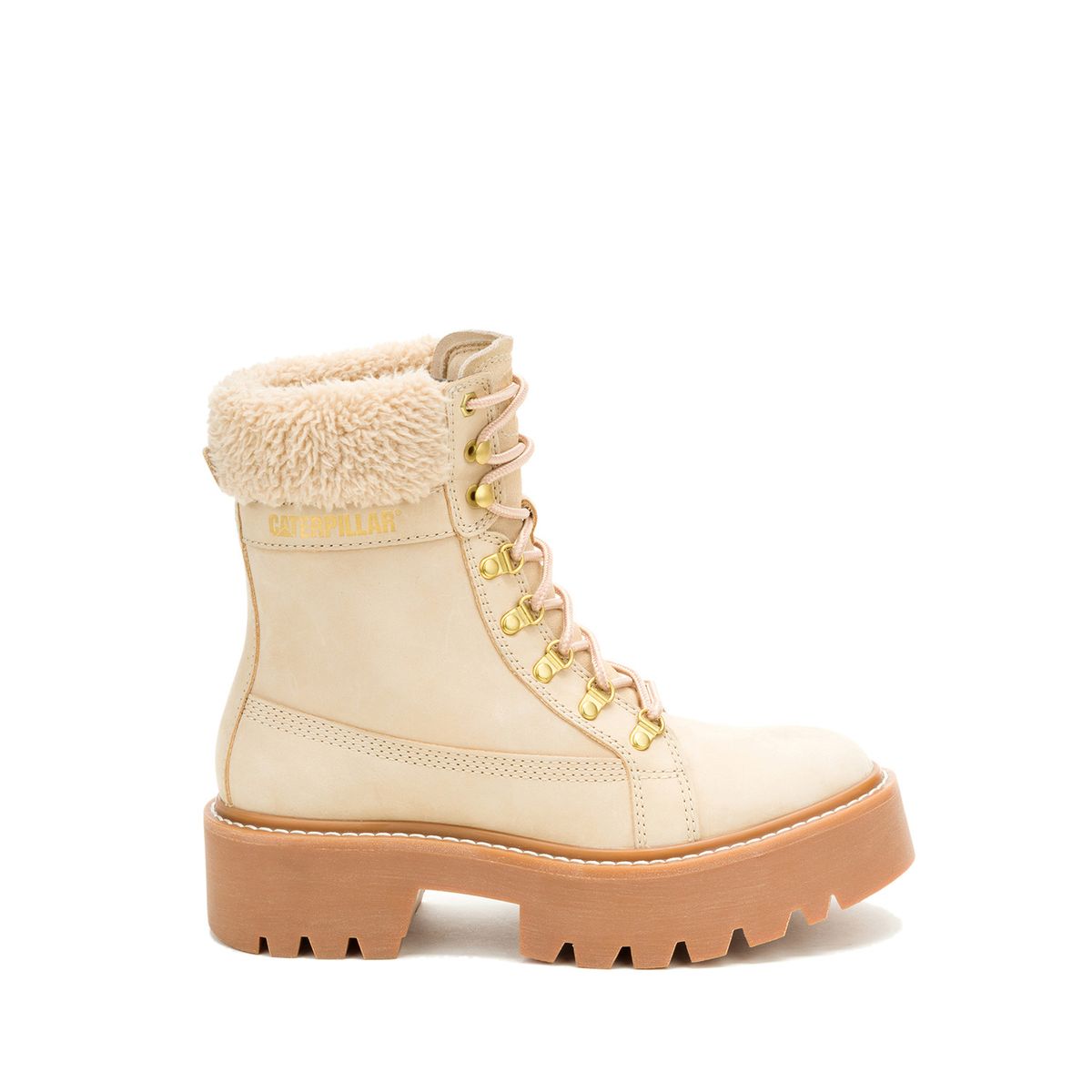 CAT - Botín Cuero Mujer Colorado Max Hiker Beige CAT