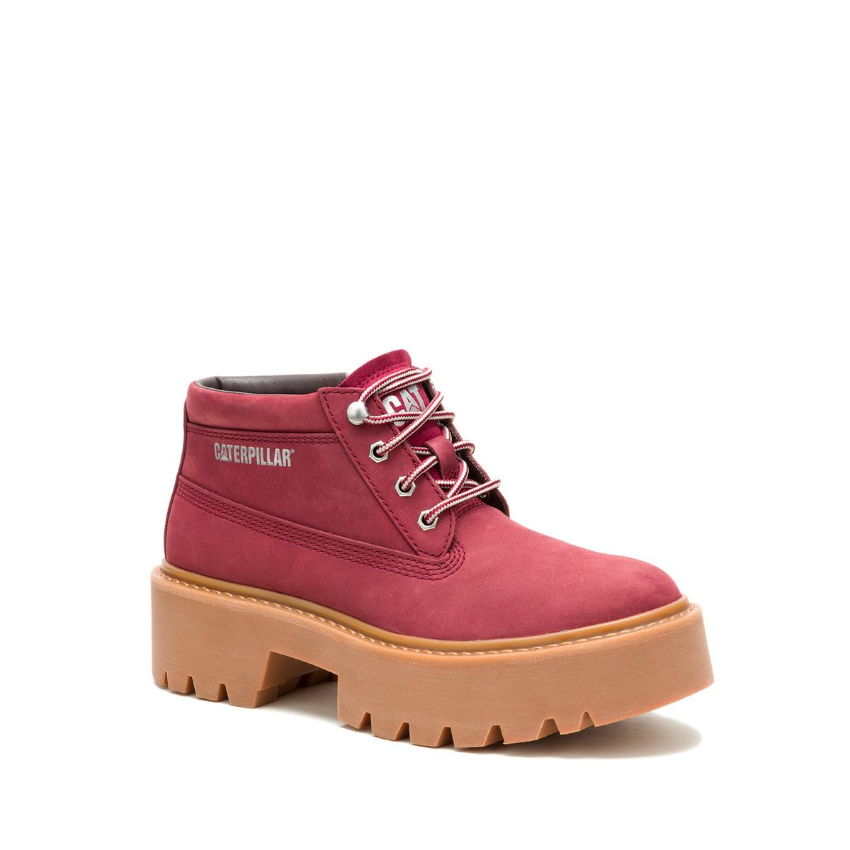 CAT - Botín Cuero Mujer Colorado Max Chukka Rojo CAT