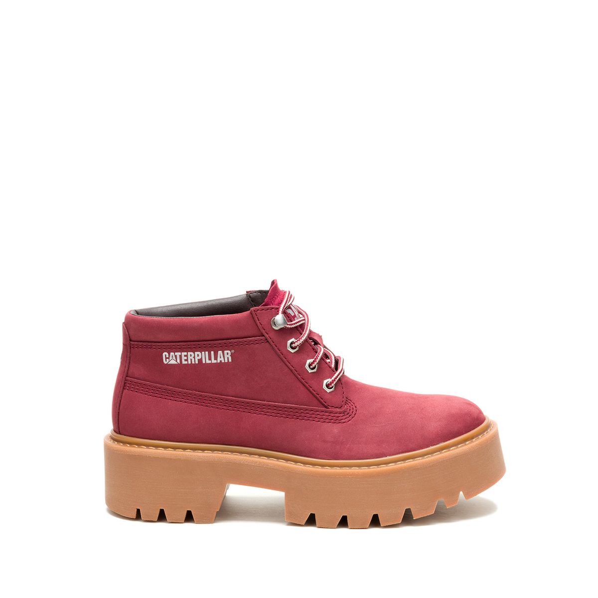 CAT - Botín Cuero Mujer Colorado Max Chukka Rojo CAT