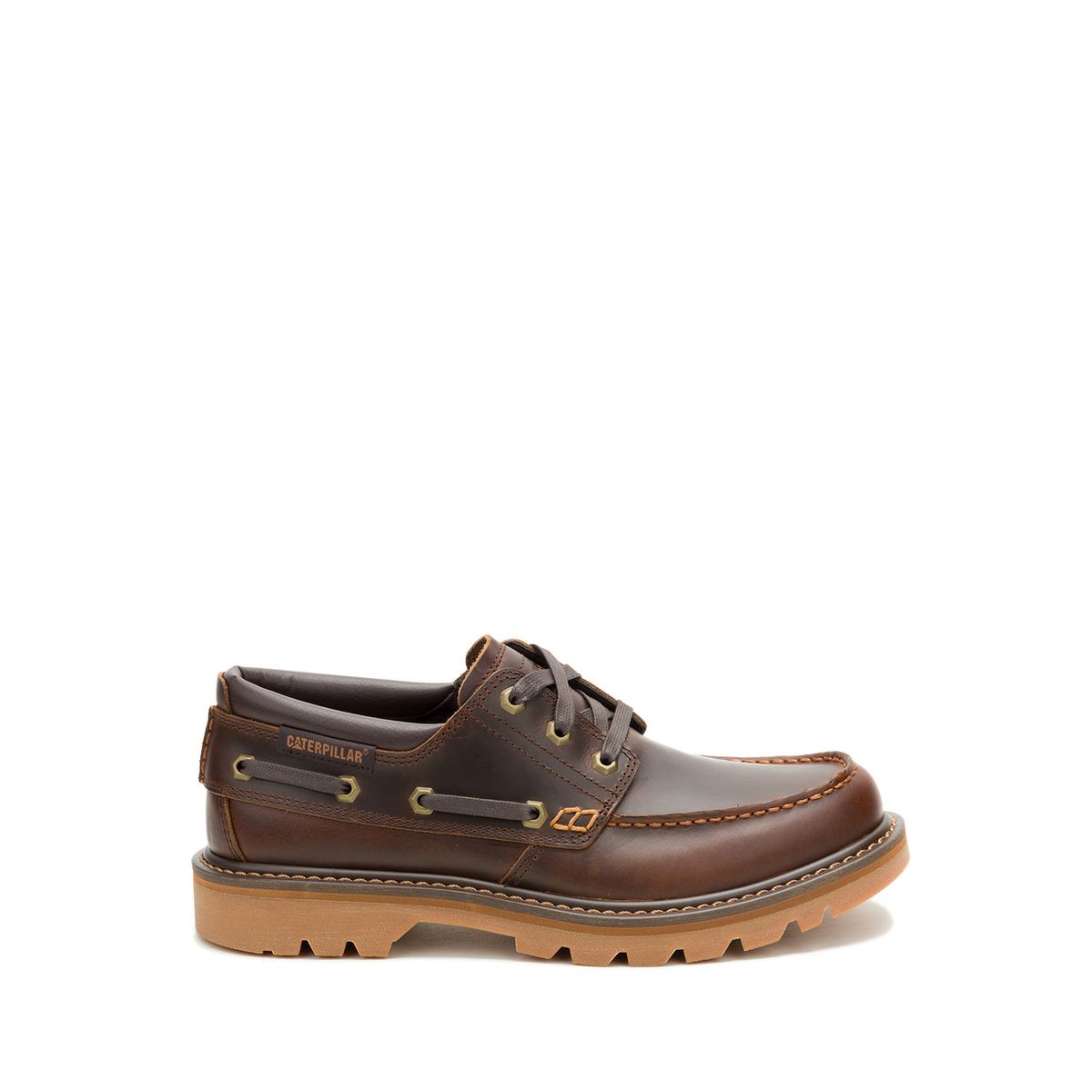 CAT - Zapato Cuero Hombre Colorado Boat Lo Café Oscuro CAT