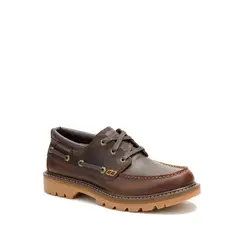 CAT - Zapato Cuero Hombre Colorado Boat Lo Café Oscuro