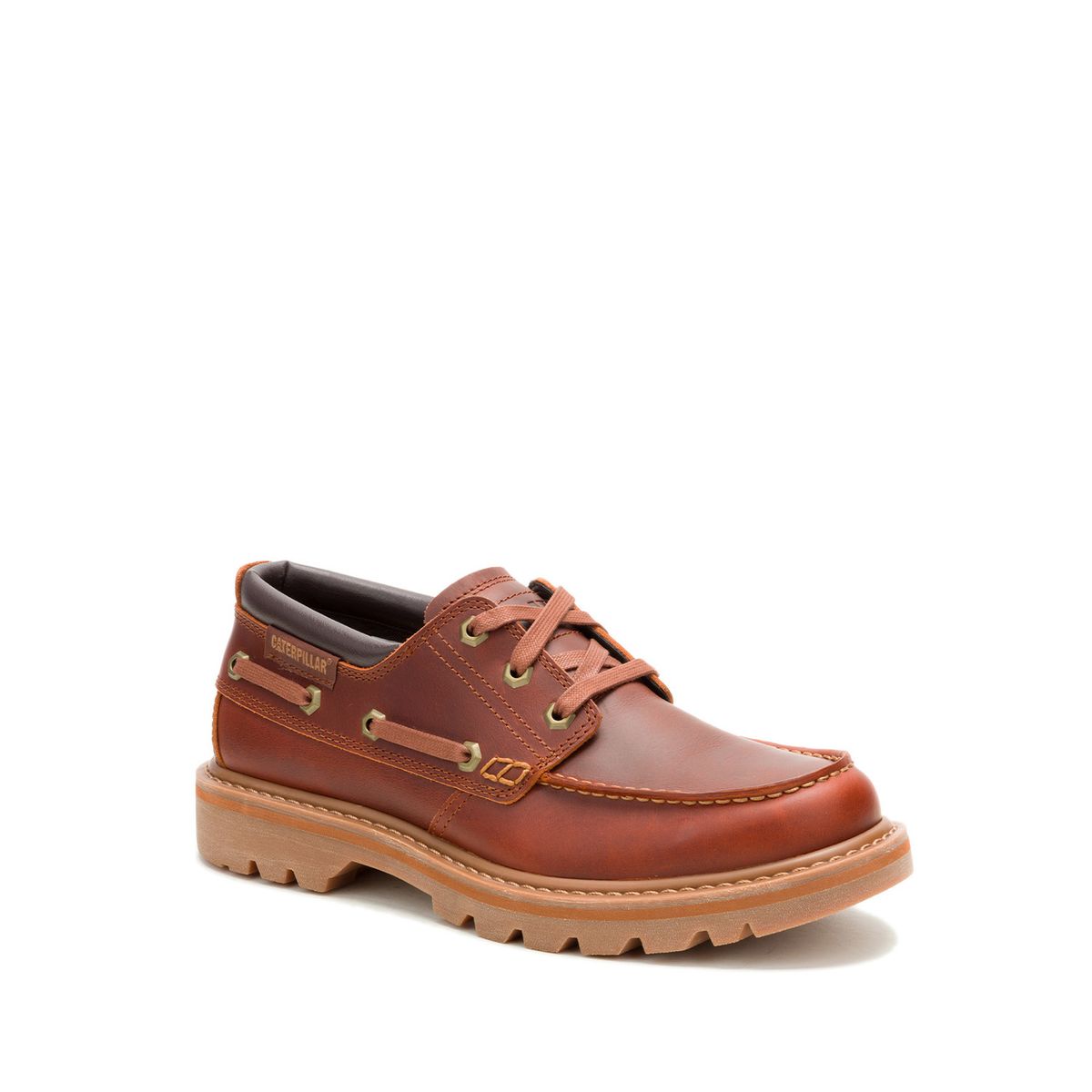 CAT - Zapato Cuero Hombre Colorado Boat Lo Café CAT