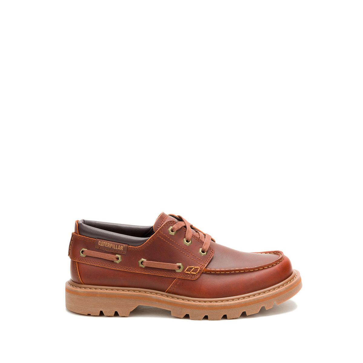 CAT - Zapato Cuero Hombre Colorado Boat Lo Café CAT
