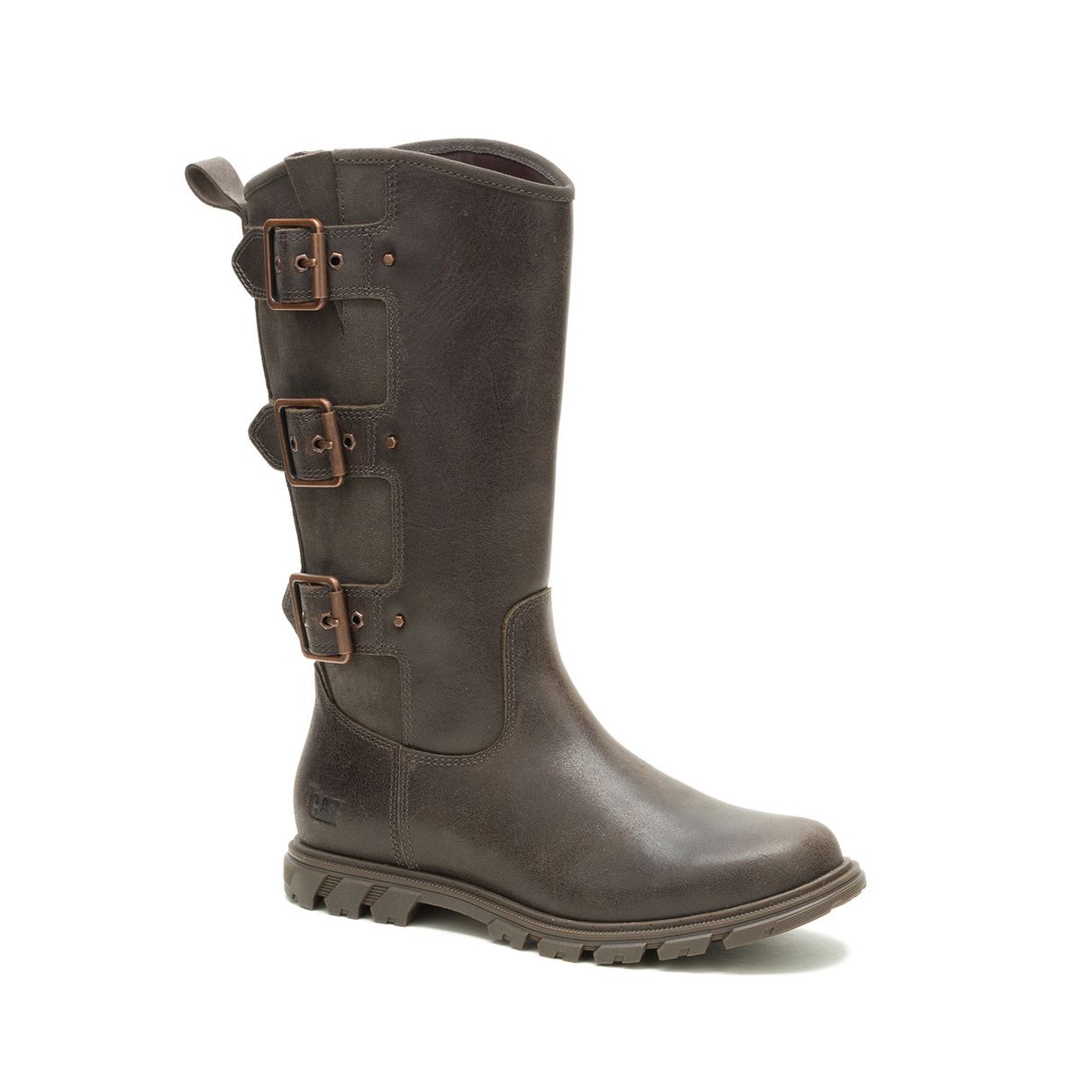 CAT - Bota Cuero Mujer Notion Buckle Café Oscuro CAT