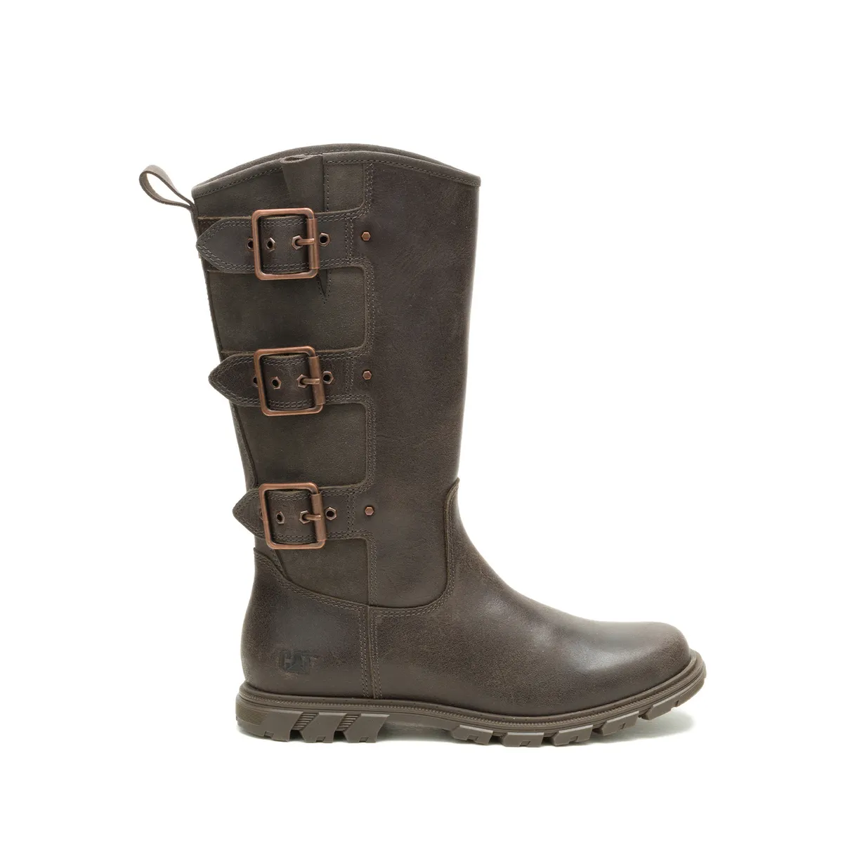 CAT - Bota Cuero Mujer Notion Buckle Café Oscuro CAT