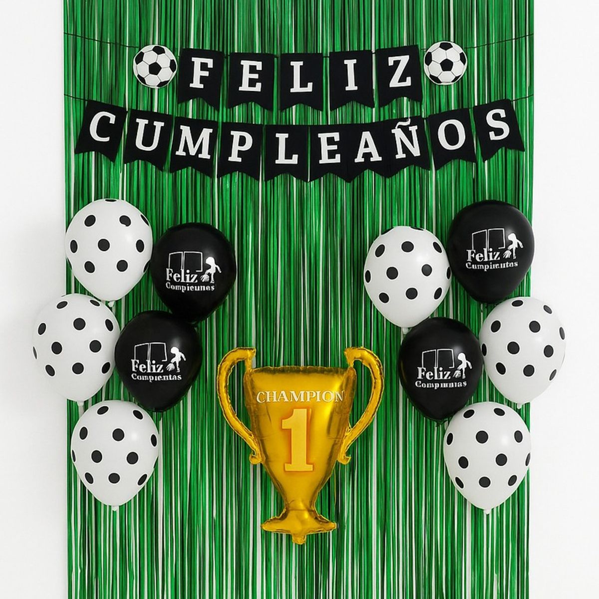GENERICO - Set 17 Globos Futbol Decoracion Futbol Champions Metalico