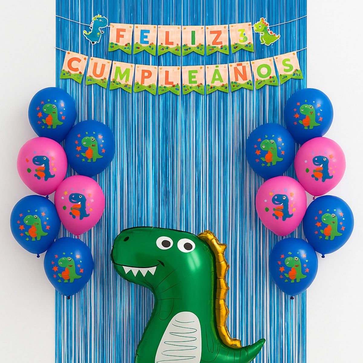 GENERICO - Set 17 Globos Decoracion Dinosaurio Metalico Dino Fiesta
