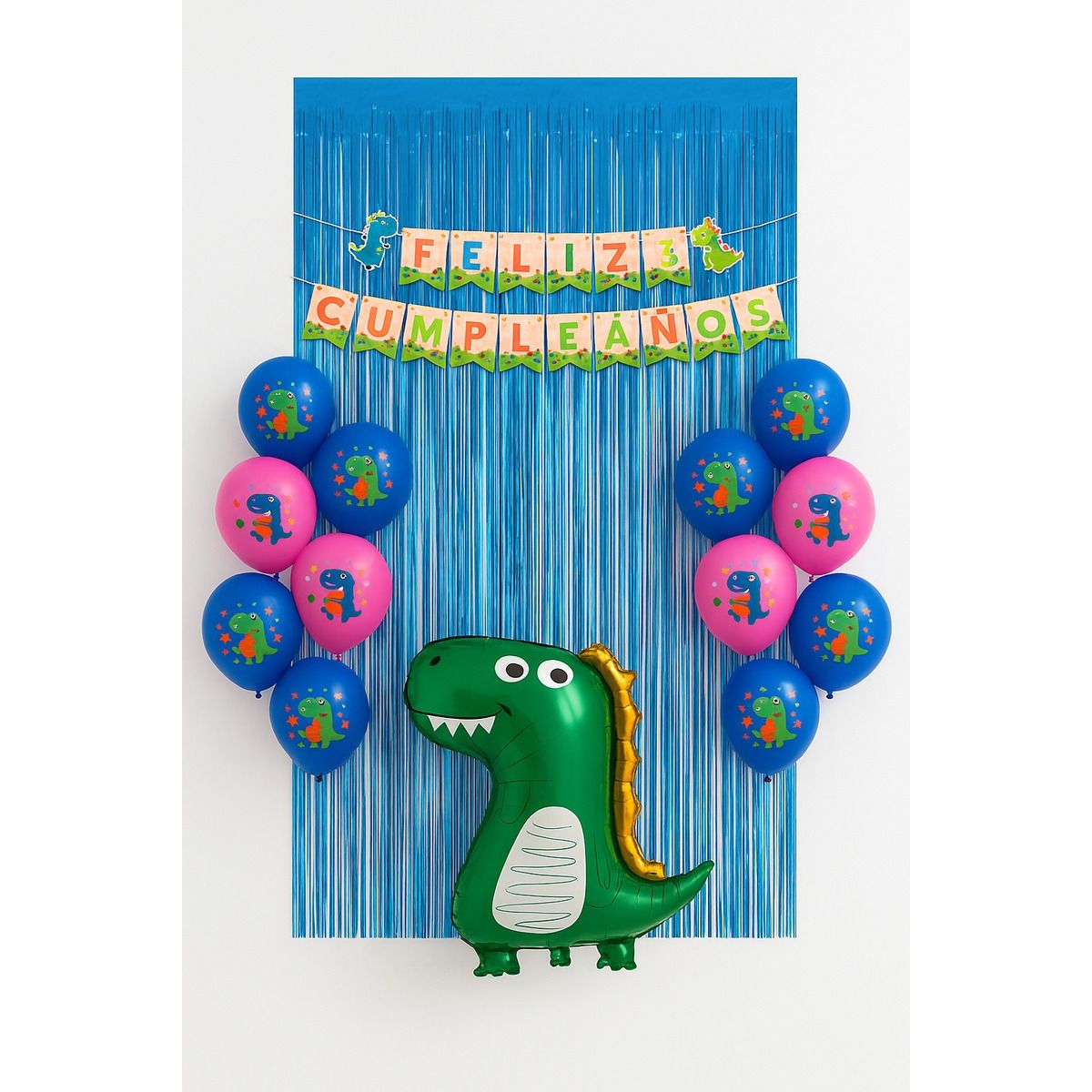 GENERICO - Set 17 Globos Decoracion Dinosaurio Metalico Dino Fiesta