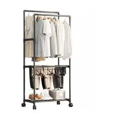GENERICO - Perchero Para Colgar Ropa Con Ruedas Metal Negro