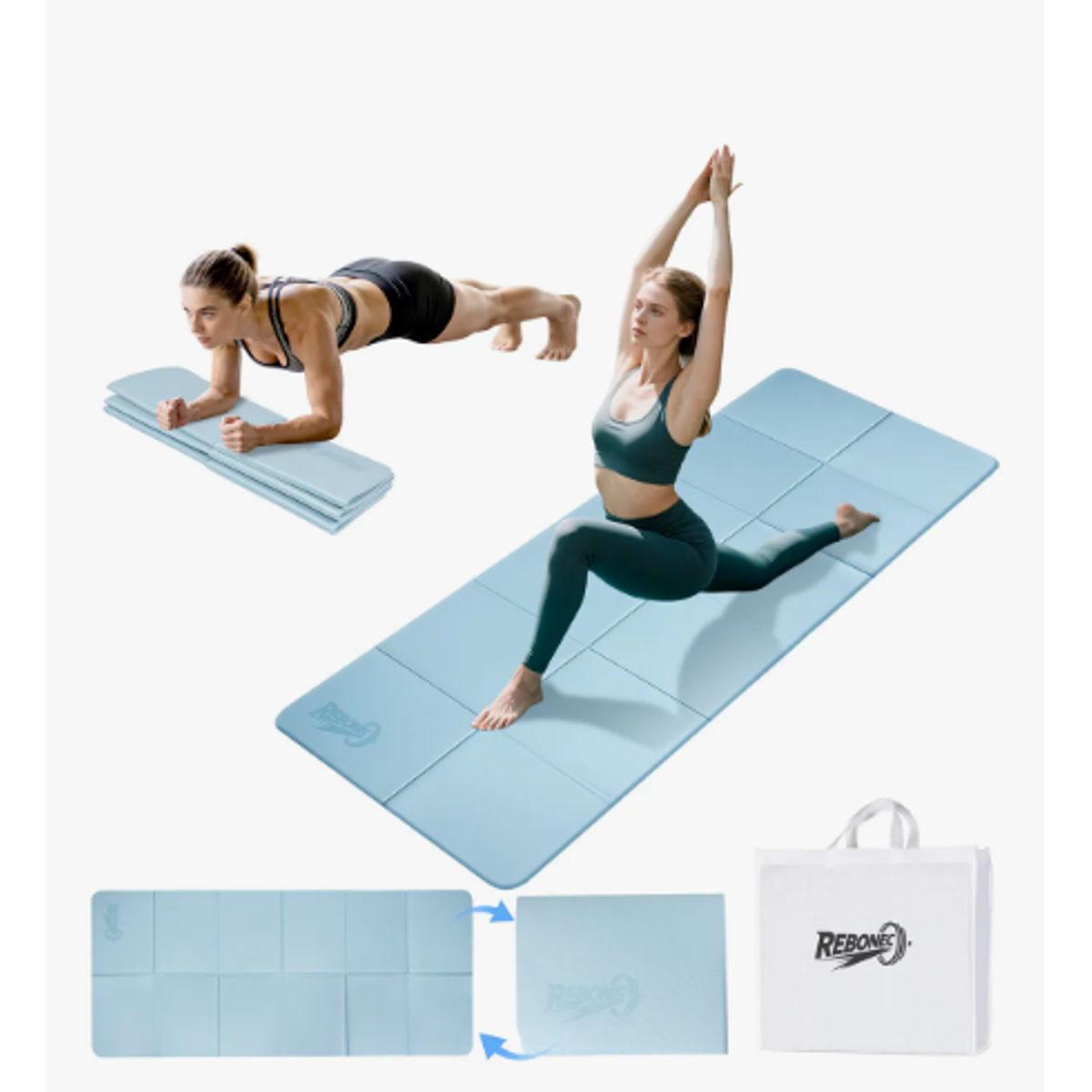 GENERICO - Mat Yoga Antideslizante Plegable 8mm TPE Azul