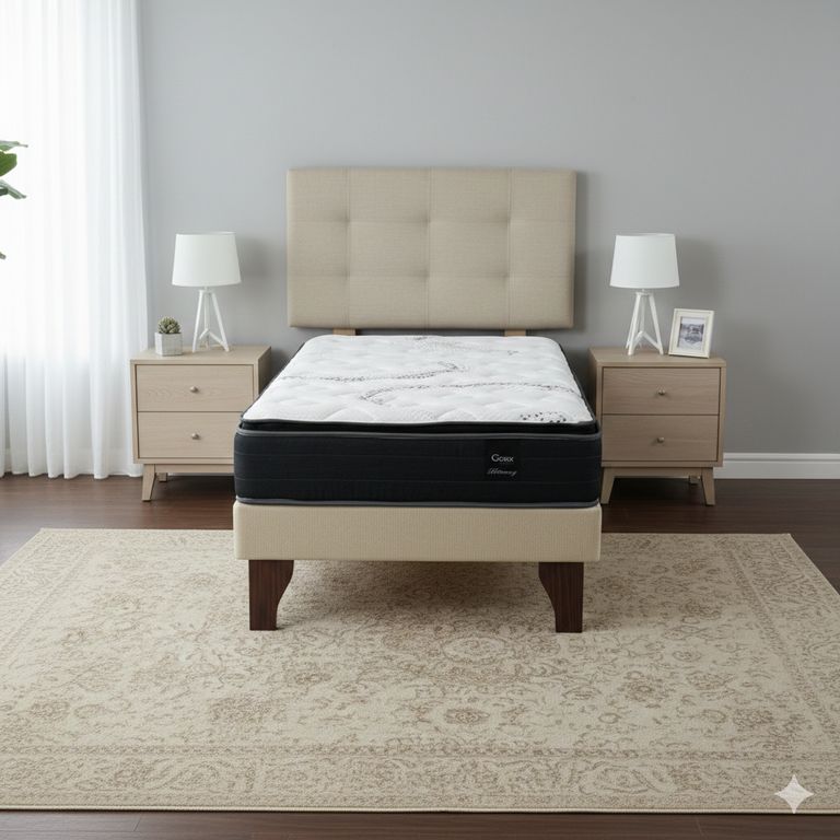 Cama Europea 1 Plaza 190 Plus Respaldo Ginebra