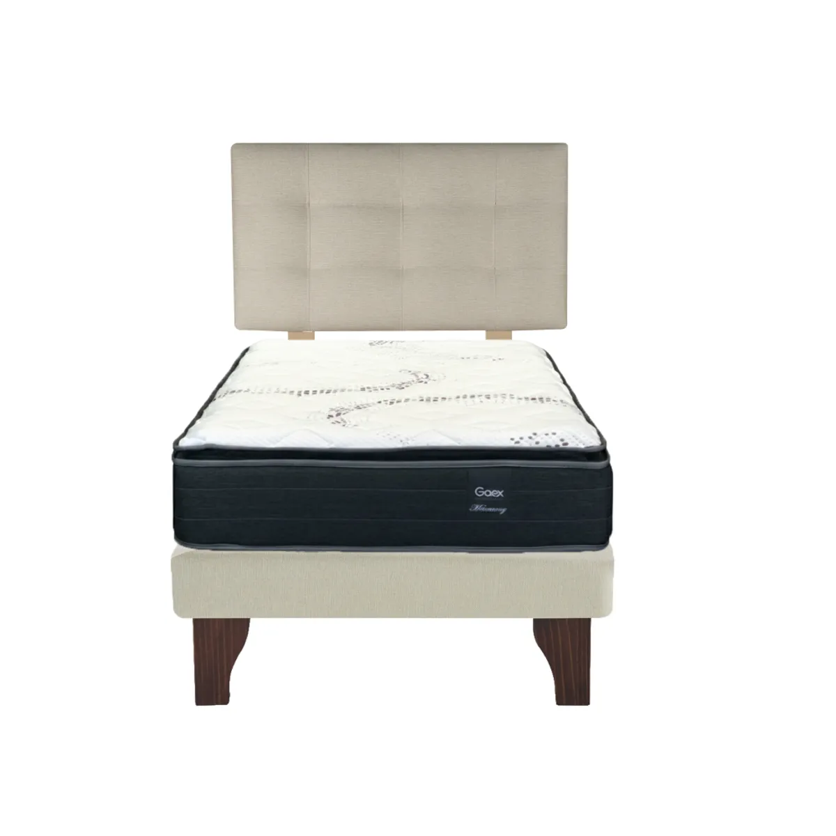 GAEX - Cama Europea 1 Plaza 190 Plus Respaldo Ginebra