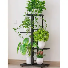 GENERICO - Soporte de maceteros 4 niveles de fierro negro