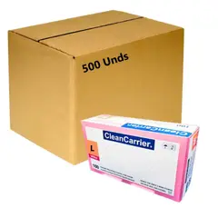 CLEANCARRIER - Pack X500 Guantes De Nitrilo Rosado Libre Polvo Talla L