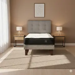 GAEX - Cama Europea 1 Plaza 190 Plus Respaldo Ginebra