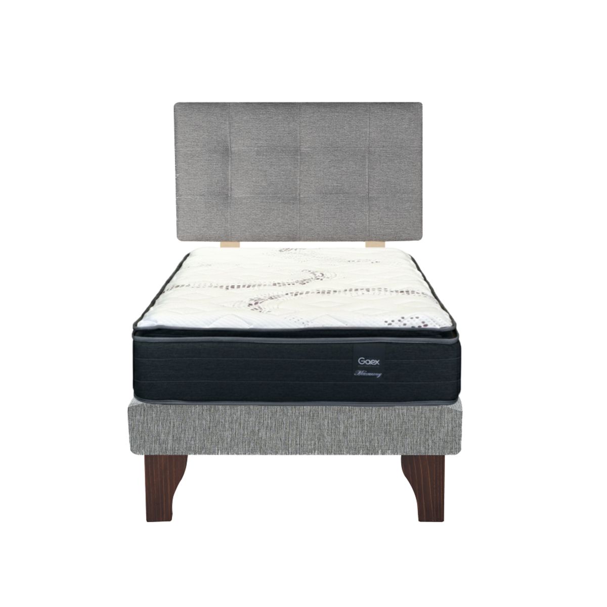 GAEX - Cama Europea 1 Plaza 190 Plus Respaldo Ginebra