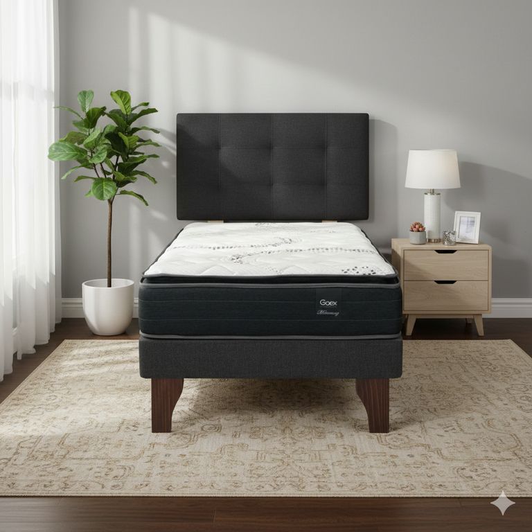 Cama Europea 1 Plaza 190 Plus Respaldo Ginebra