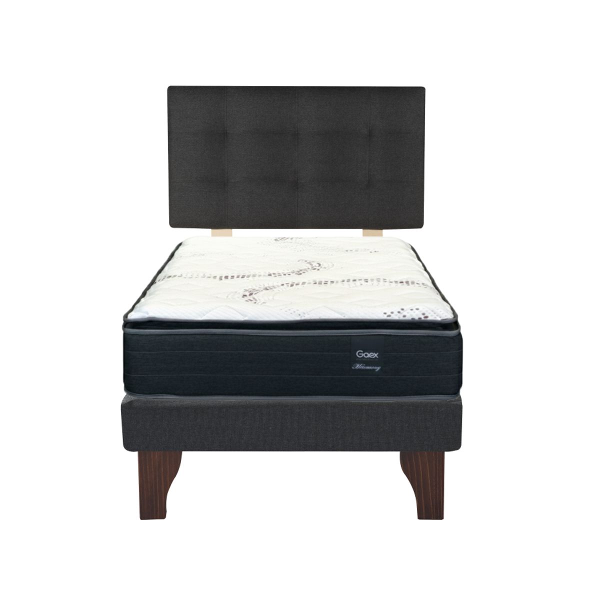 GAEX - Cama Europea 1 Plaza 190 Plus Respaldo Ginebra
