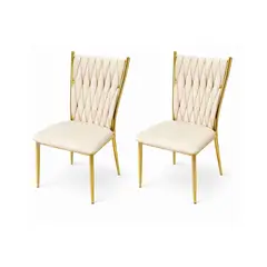 HABITA2 CHILE - PACK 2 SILLAS DORADA PARA COMEDOR ARTHUR