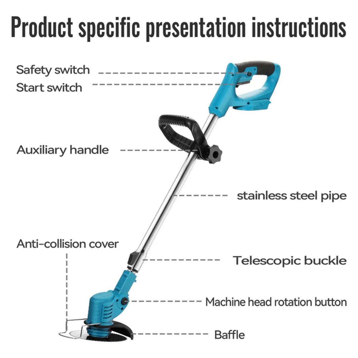GENERICO - Podadora Eléctrica Cortadora Césped Inalámbrica + Accesorios