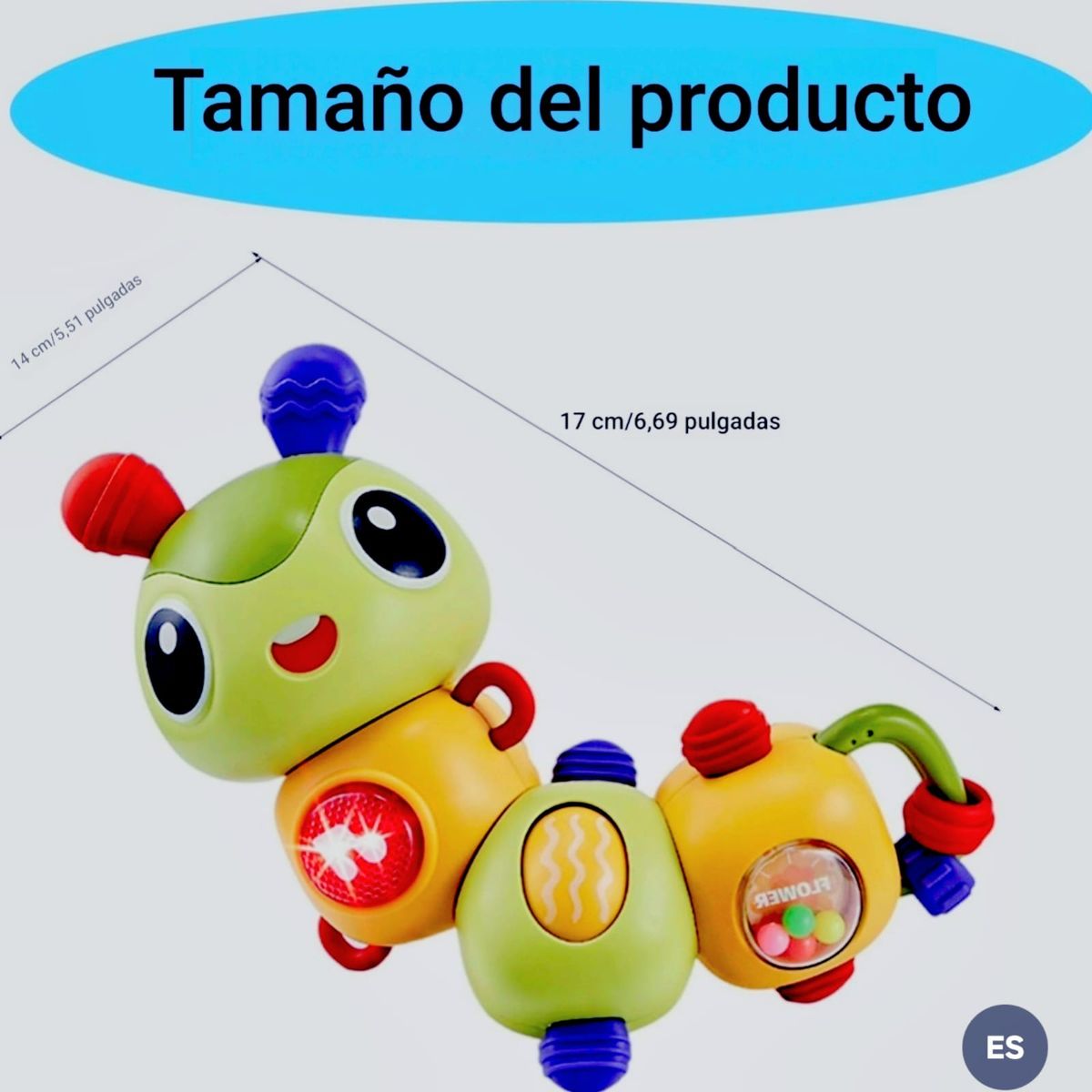 GENERICO - Juego Didáctico Oruga Con Musica Sonido Iluminación y Rotación 360 Grados