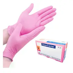 CLEANCARRIER - Guantes De Nitrilo Rosado Talla L Libre Polvo